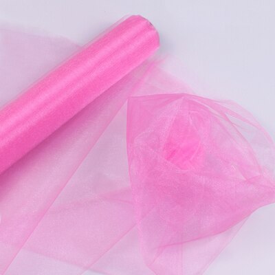 48CM x 5 M/10 M/15 M organza crystal tulle baby bad sneeuw garen voor bruiloft kerst verjaardag DIY party boog decoratie: Deep pink / 72cmX10m