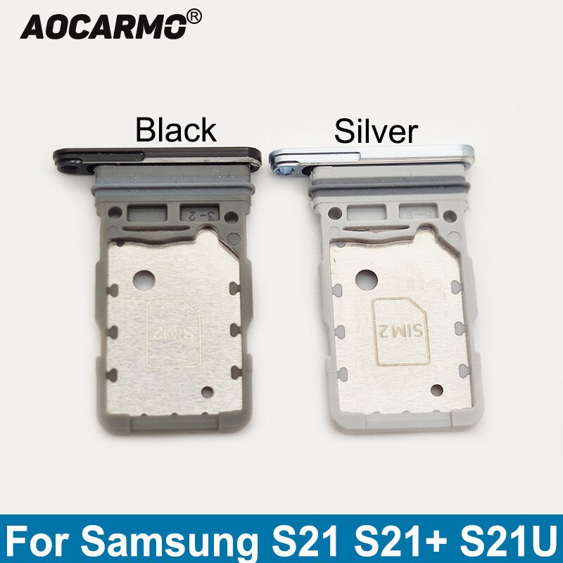 Aocarmo para samsung galaxy s21 ultra s21 + s21u s21 plus único &amp; duplo cartão sim bandeja slot para cartão titular peças de reposição