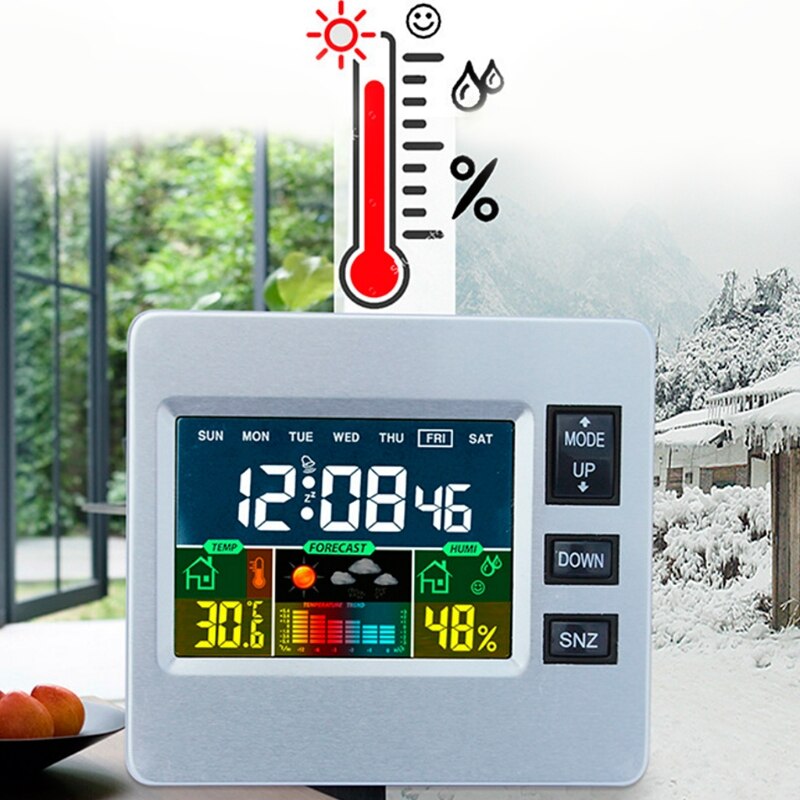 Draadloze Lcd Weerstation Thermometer Hygrometer Weerbericht Tester Wekker