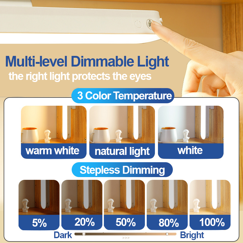 Tafellamp Led Light Bureaulamp Lezen Studie Kantoor Slaapkamer Night Lamp Oplaadbare Traploos Dimmen Nachtkastje Lamp