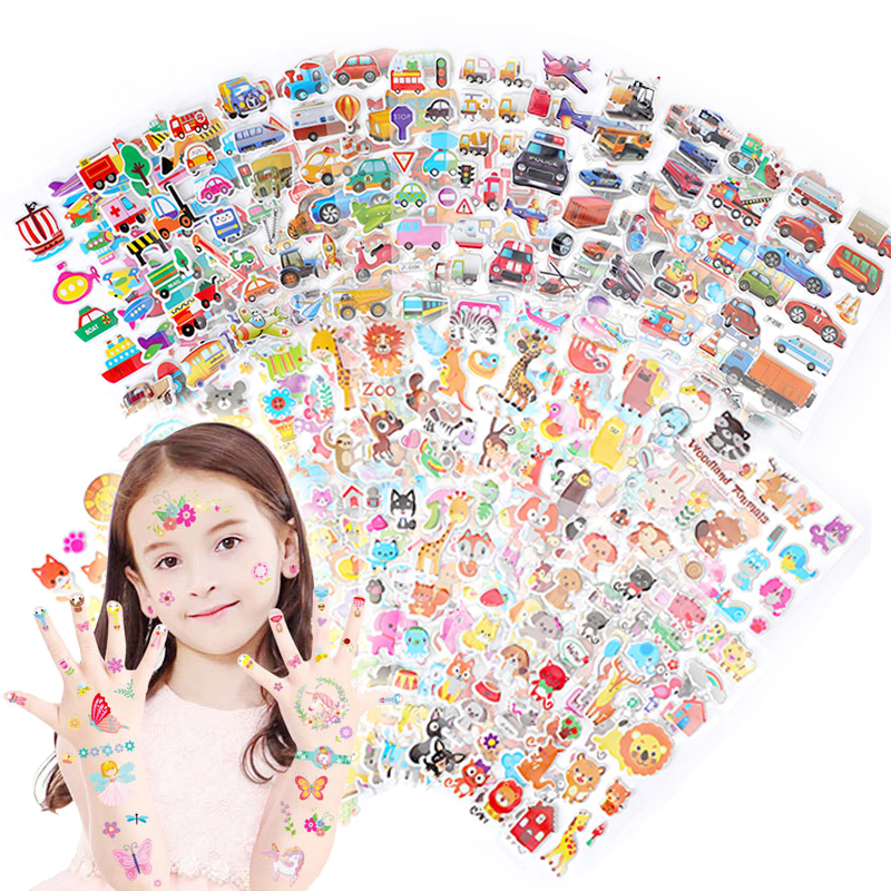 Children Bubble Stickers Cartoon Stickers Animals Fruits Fluffy Stationery Stickers Boys Girls Birthday TMZ