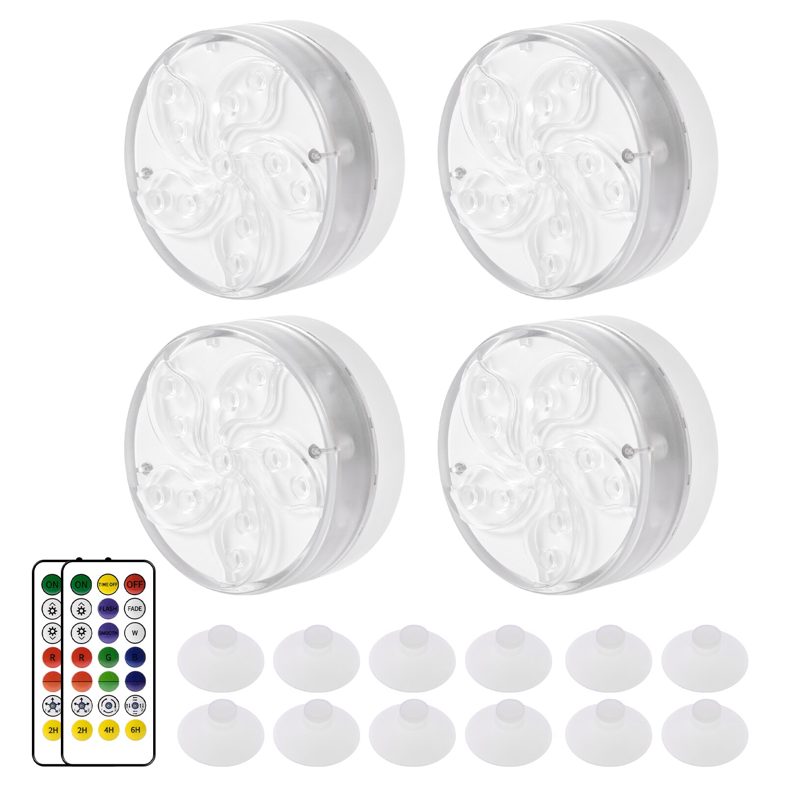 Fish Tank Onderwater Lamp Waterdicht Rf Led Verlichting Afstandsbediening Aquarium Kerst Dompelpompen Huis Tuin Decor Landschap: 4PCS