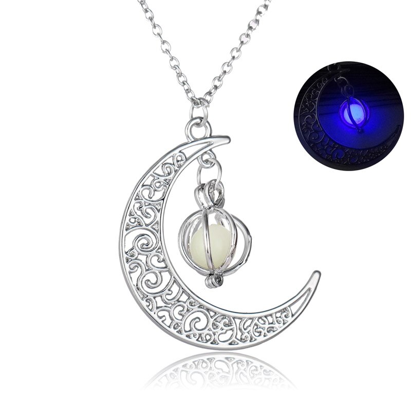 Luxe Glow In The Dark kettingen Lichtgevende Maan en Pompoen hanger Kettingen Voor vrouwen Mode-sieraden Accessoires