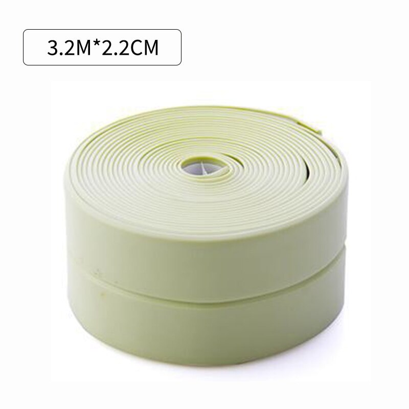 Bathroom Stickers Shower Sink Bath Sealing Strip Tape White PVC Self adhesive Waterproof Wall Sticker for Bathroom Kitchen: 2.2cm green