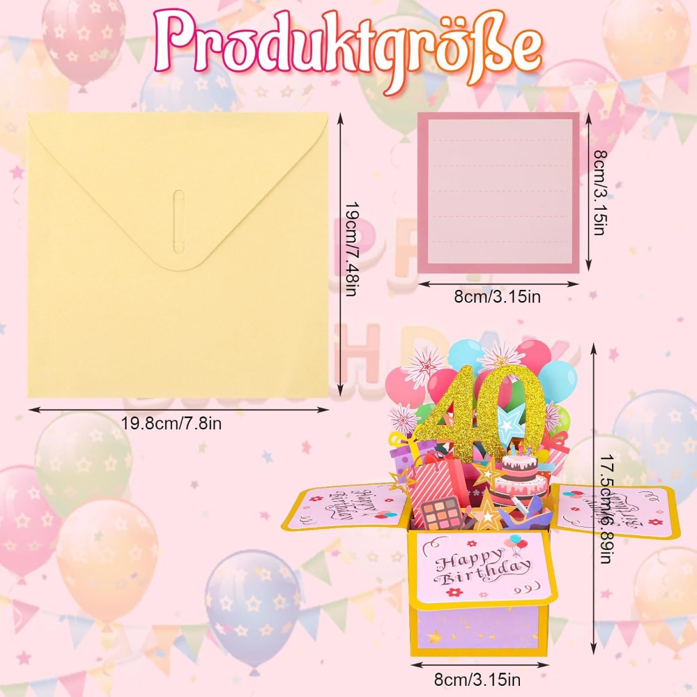 Happy Birthday Greeting Card With Envelope 3D Box 18th/30th/40th50th/60th Years Old Birthday Wishes Message Card Party