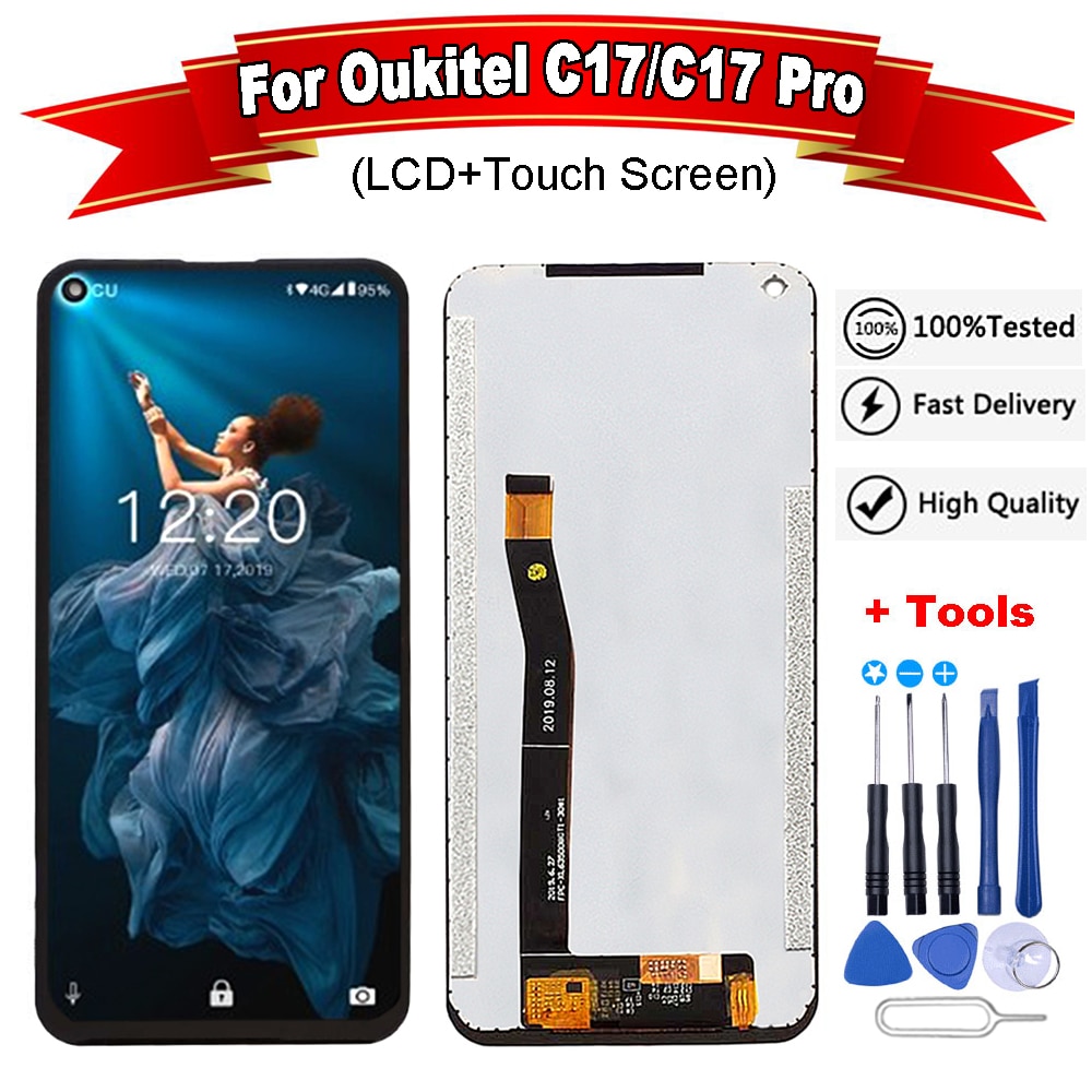 6.35"For OUKITEL C17 LCD Display+Touch Screen 100% Original Tested LCD Digitizer Glass Panel Replacement For Oukitel C17 Pro