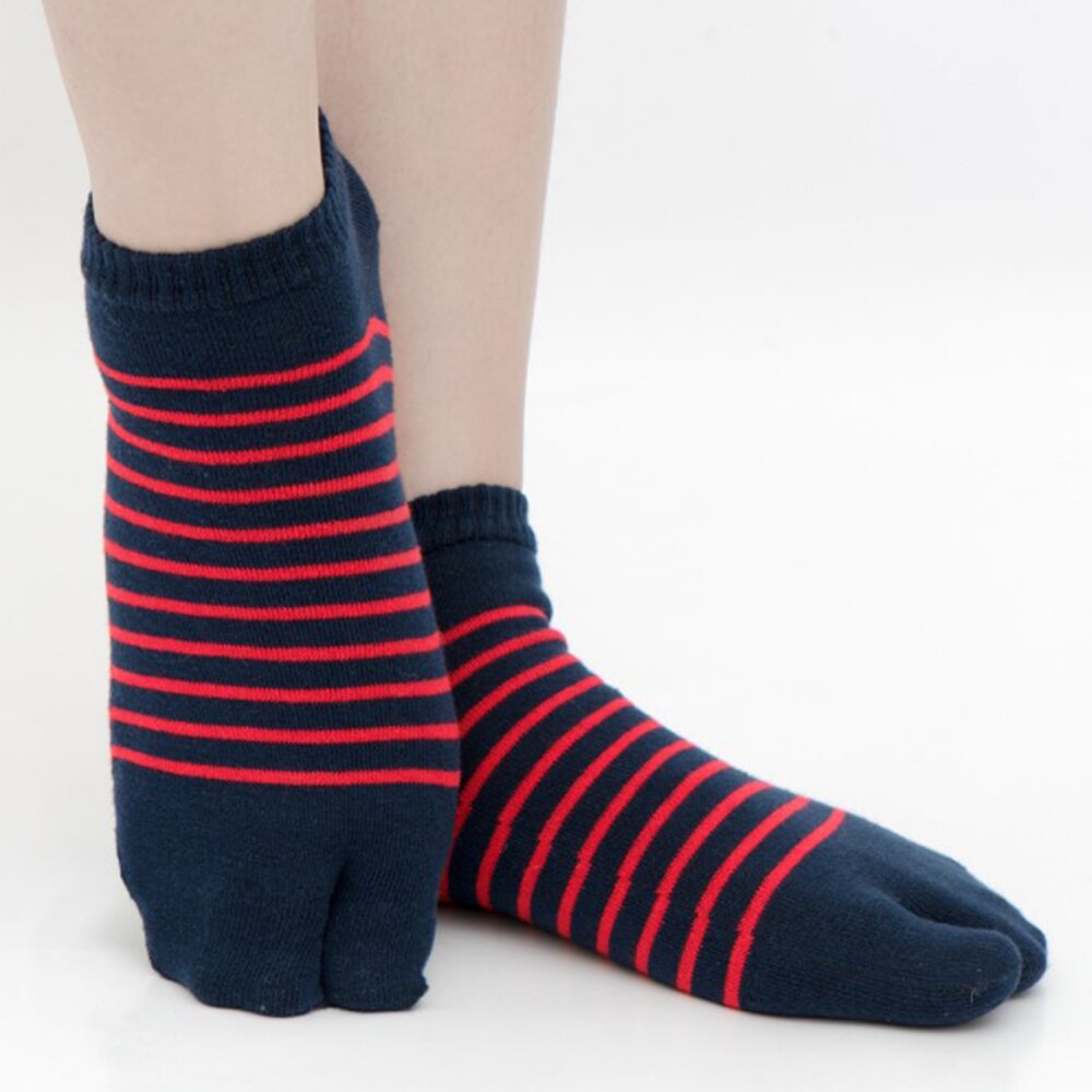 Japanese Kimono Flip Flop Sandal Split Toe Tabi Ninja Geta Socks Men Women Stripe Split 2 Toe Tabi Foot Finger Cotton Socks: Royal blue