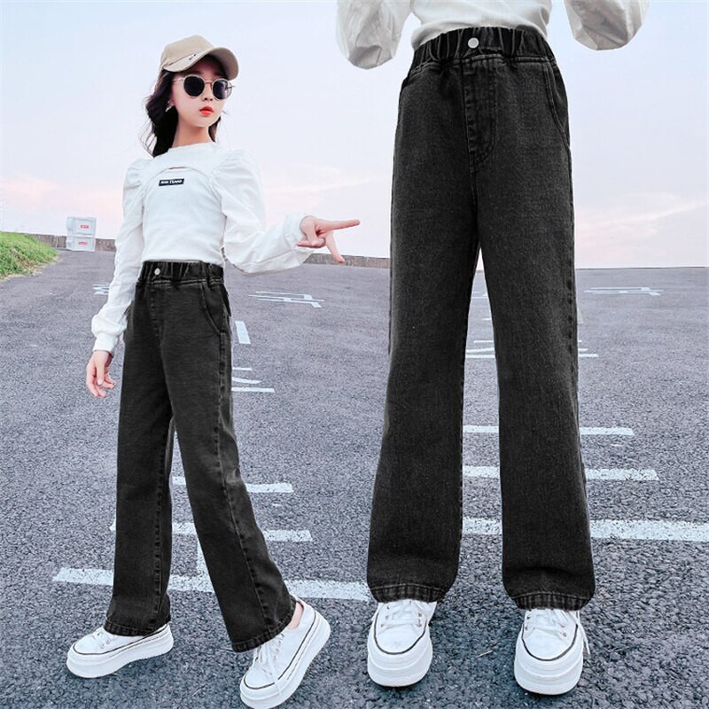 Pantalones vaqueros a la para niñas, ropa para adolescentes de 6, 8, 10, 12 y 14 años, primavera y otoño