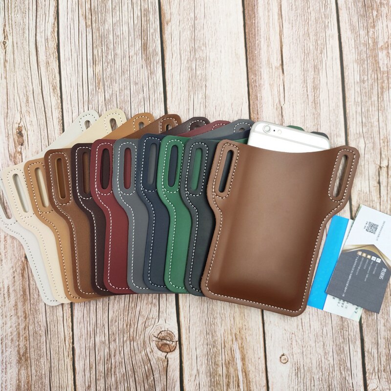 Protection Case Bag for Phones Handmade Leather Waist Belt Loop Mobile Phone Holster GK99