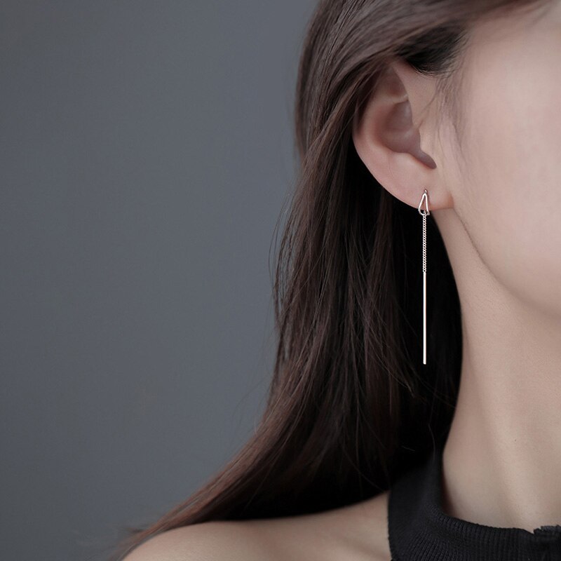 Trendy udsøgte kvast metal øreringe til kvinder geometriske lange kvast dangle øreringe øre linje smykker chic