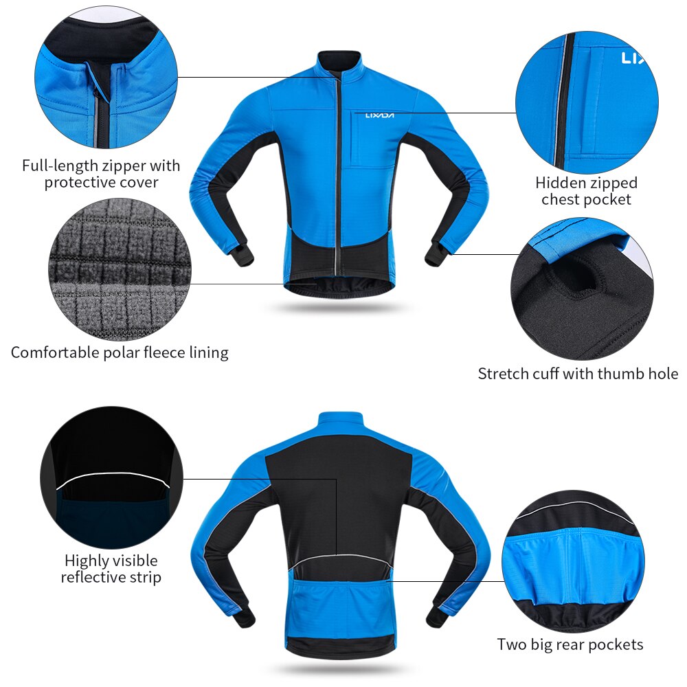Lixada heren winter thermische winddichte fietsjas mtb fiets windjack waterdichte sportkleding sportkleding