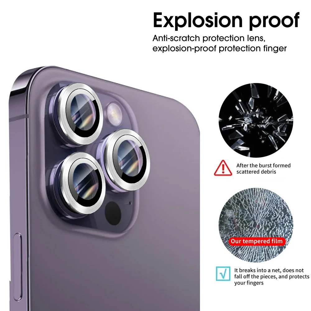 Protector de lente de cámara para IPhone 16 Pro/iPhone 16 Pro Max 9H, vidrio templado, resistente a los arañazos, películas de lente individuales para IPhone 16