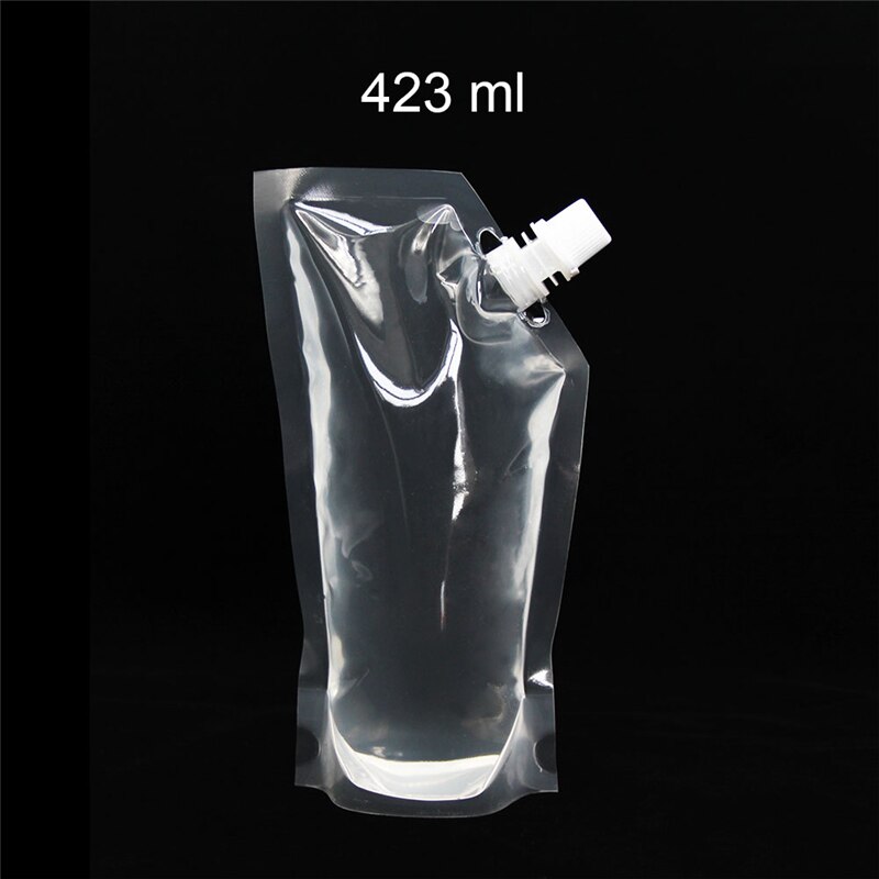 1pcs Plastic Spout Pouch Juice Stand-up Wine Milk Coffee Liquid Beverage Flask BPA Free Food Materials Storage Bags With Funnel: 420ml