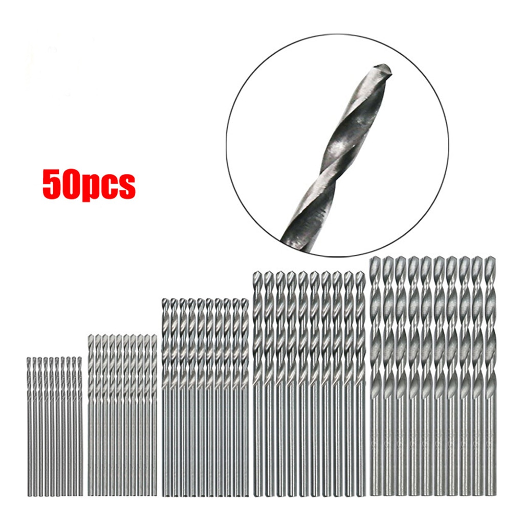 50pc hss højhastigheds stål twist boresæt 1-3mm til roterende værktøj