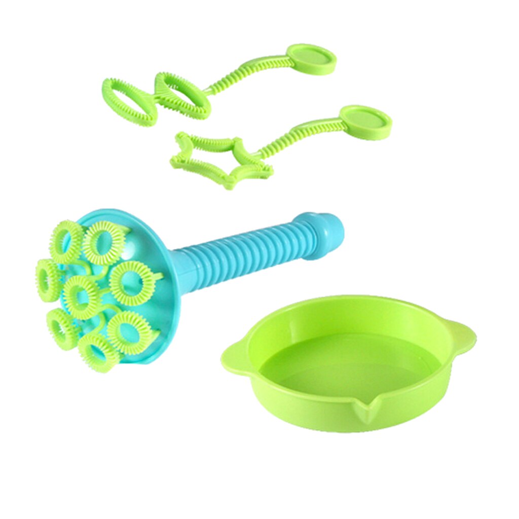 4-Piece Bubble Blower Toy Set, Kids Toddlers Home Garden Play Fun Games, Green & Blue Color