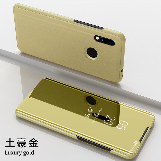 ZTE Blade V10 Vita funda Smart View Flip Funda de cuero para ZTE Blade V10 Vita bolsas de teléfono con espejo: Gold