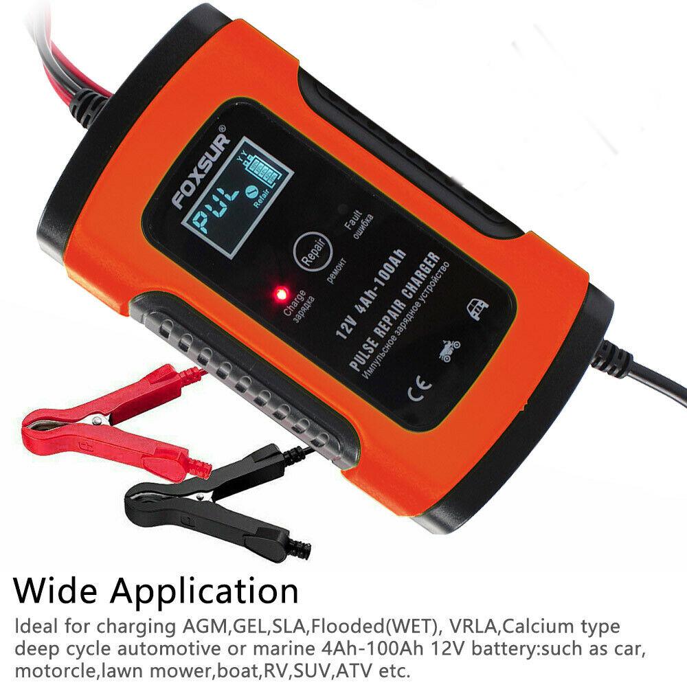 Beesclover Car Battery Charger 12V 5A Lcd Intelligente Auto Motorfiets Pulse Reparatie Batterij Lader Polariteit Bescherming R60: Default Title