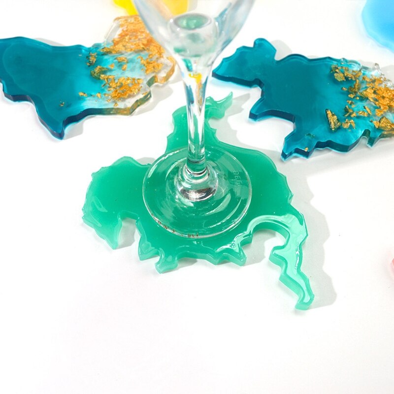 DIY siete continentes mapa posavasos moldes de resina Oceanía África Europa Asia mapa bandeja de silicona fruta taza Mat molde de resina Epoxy