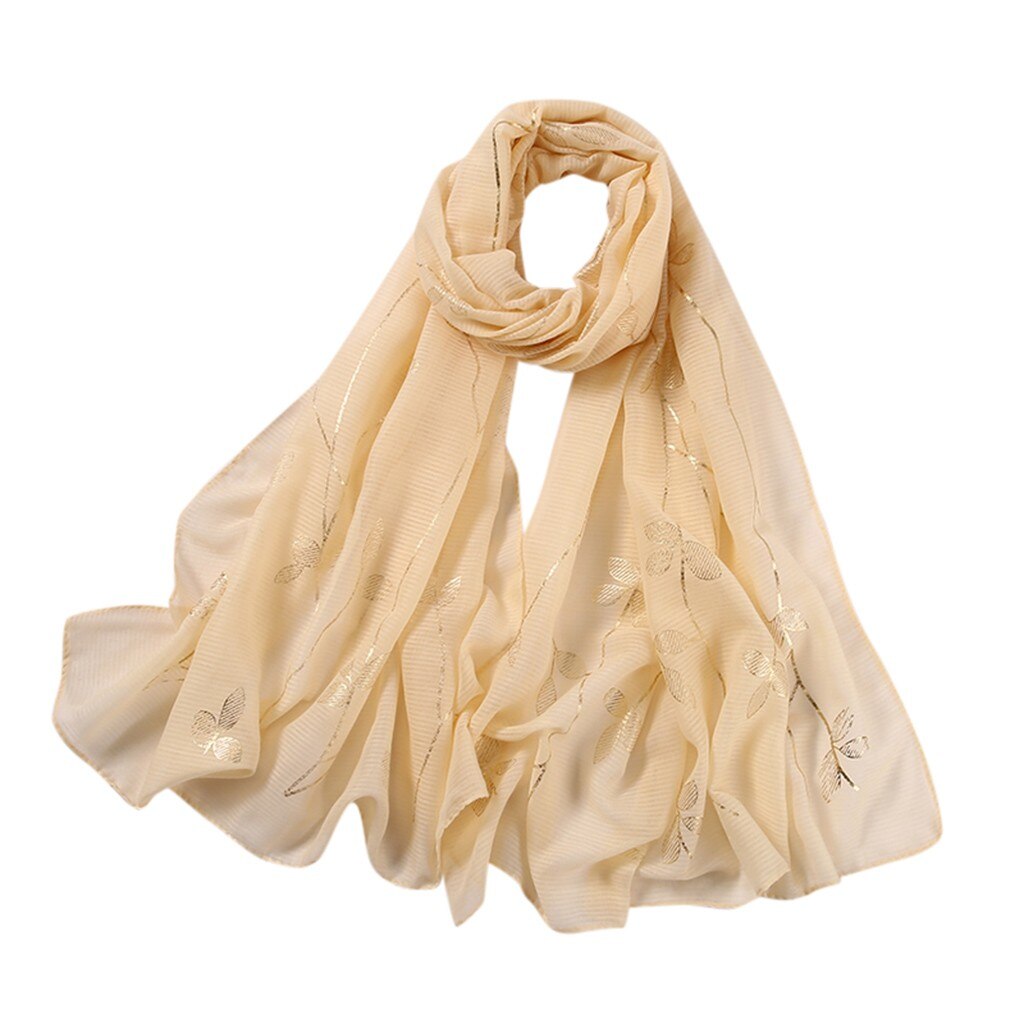 Vrouwen Chiffon Hoofddoek Bloemenprint Hoofd Slijtage Hijab Lange Sjaal Moslim Sjaal Islamitische Hijaabs Arabische Wrap Hoofd Sjaals: Beige