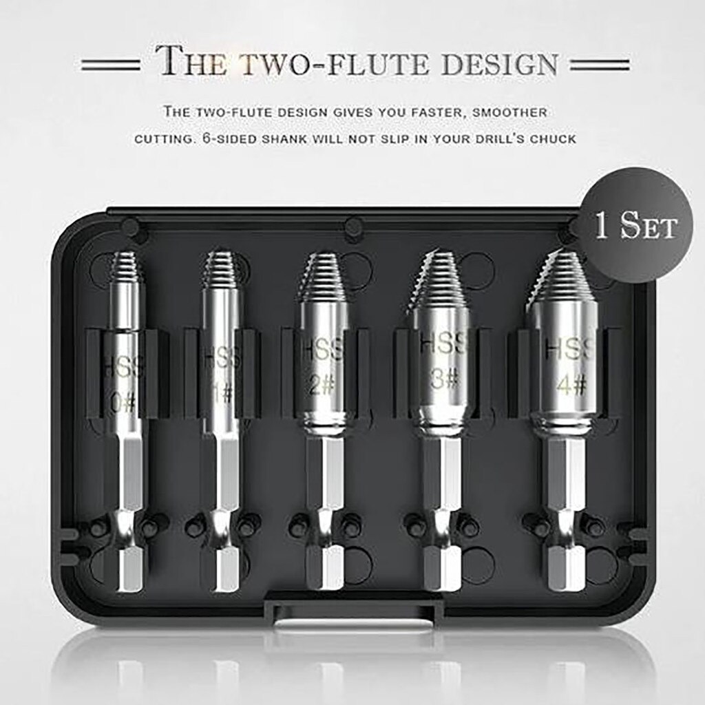5Pcs Broken Bolt Remover Tool Damaged Screw Extractor Speed Out Drill Bits Set Screwdriver Bit Set Screw Extractor