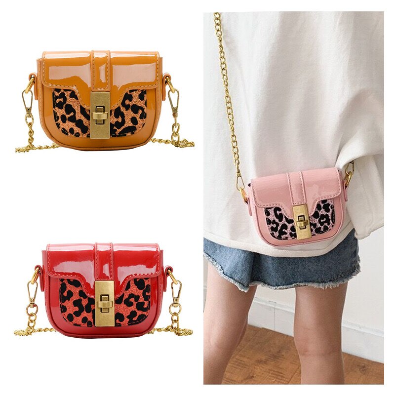 Crianças estilo chique crossbody sacos para festa de couro leopardo mensageiro sacos meninas mini bolsa crianças moda sacos carteiras smt156