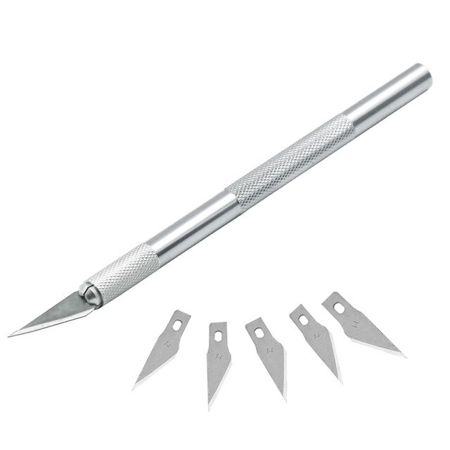 6 knive håndværk kunstgravering diy cutter sæt model reparation multipurpose skulptur skalpel udskæring kniv: Sølv