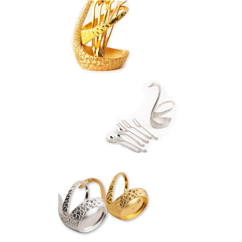 1 set gouden en zilveren zwaan fruit vork dessertset luxe gouden fruit dessert vork servies