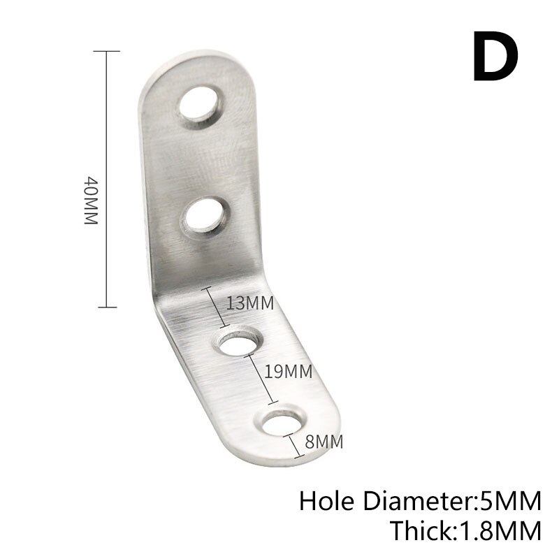 10 Stuks L-Vormige Metalen Haakse Beugel Dikke Roestvrij Staal Hoek Code Haakse Thuis Board Ondersteuning Meubilair link: D