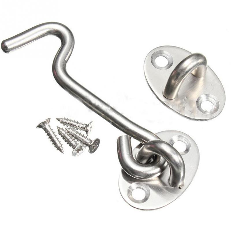 4 Maten Rvs Crescent Window Lock Met Veiligheid Schakelaar Cabine Haak Deur Eye Klink Stille Vangst Houder Met Schroeven #1025