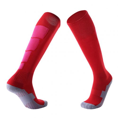 Adult Breathable Football Soccer Sports Training Men Sports High Tube Socks: Red