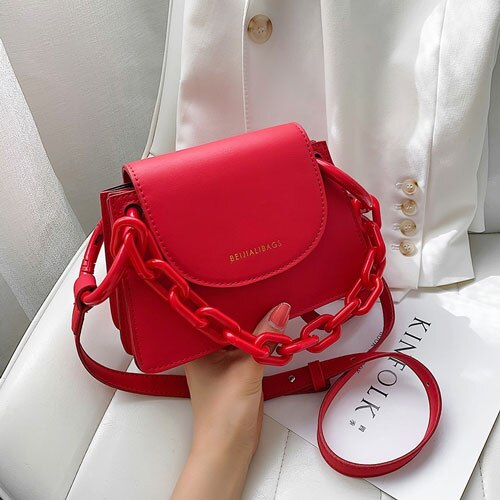 Women`s Shoulder Messenger Bag Pu Leather Crossbody Bags for Women Solid Ladies Hand Bags Sac A Main: Red