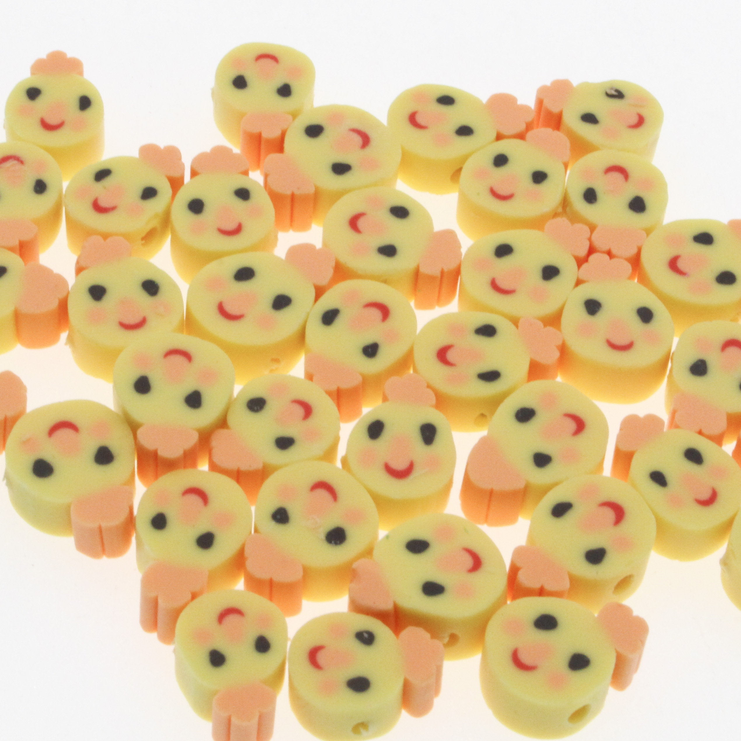 30/50/100 stück niedliche gelbe küken-abstandshalter aus polymerclay für schmuckherstellung, diy-accessoires, 10mm stück