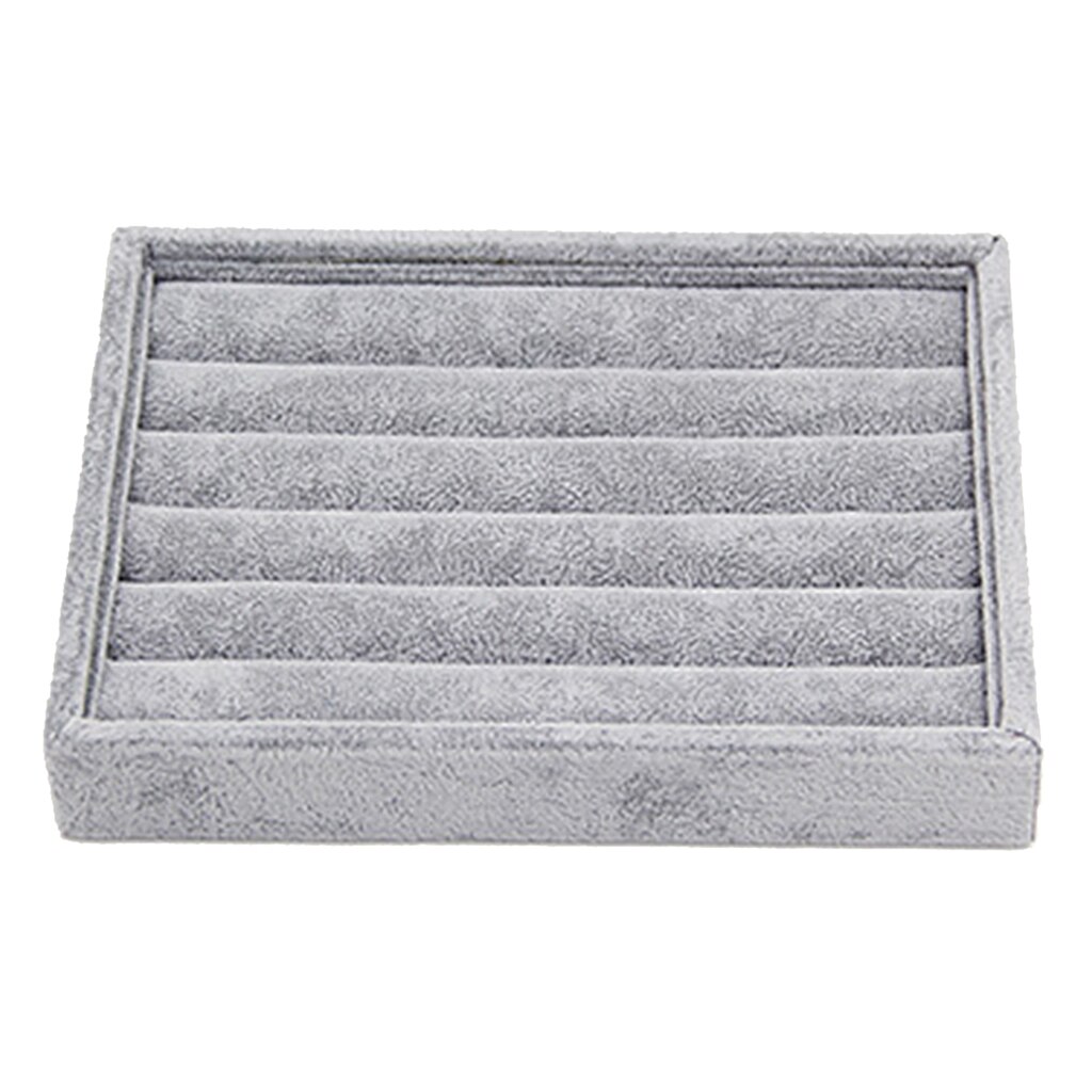 Gray Velvet Stackable Jewelry Display Tray Case For Jewellery: Rings Tray