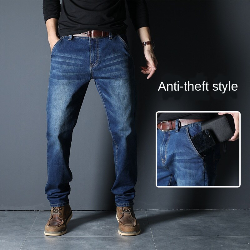 Stor størrelse 44 46 48 jeans herre stretch bomuld åndbar mandlige forår efterår denim lange bukser lette jeans arbejds fritidsbukser