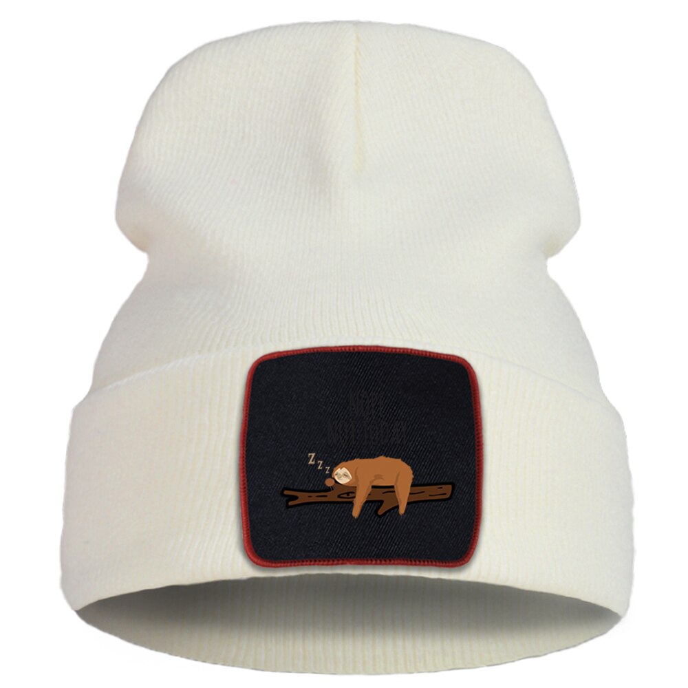 Pas aujourd'hui paresseux Nope Beanie femmes chapeau hiver doux Bonnet tricoté hommes en plein air décontracté Bonnet chapeaux coton rue dessin animé Skullies chapeau: beige6