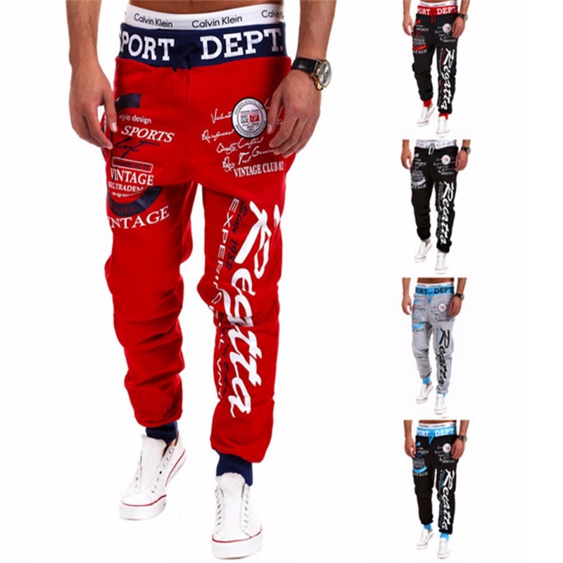 Bukser baggy herre bogstavtryk baggy harem cool lange bukser joggers wear plus size m-xxxl snøre