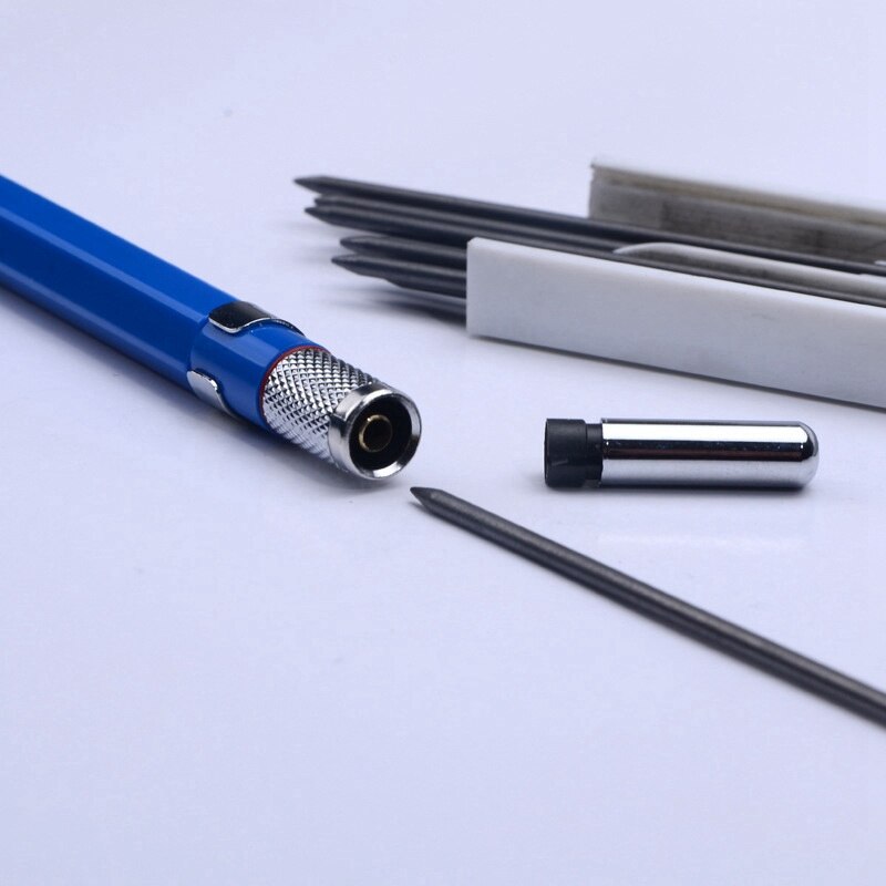 2.0mm Mechanical Pencil Lead Pencil for Draft Drawing Carpenter Crafting Art Sketching with 12 Pcs Refill