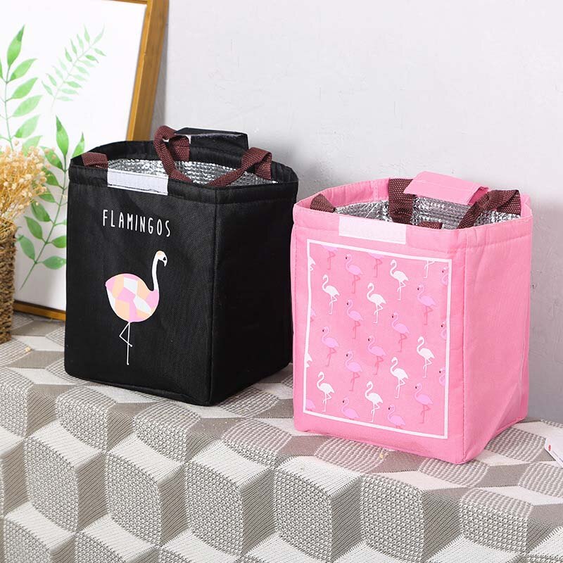 Söt flamingotryck nappflaska termopåse plåtfoder bärbar matlåda mumiepåse babymjölkflaska isoleringspåse