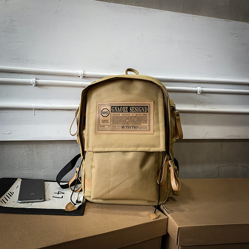 Retro Street Style Canvas Rugzak Mannelijke Mochila Schooltassen Voor Tieners Meisjes Laptop Rugzakken Eenvoudige Mode Rugzak: kahki