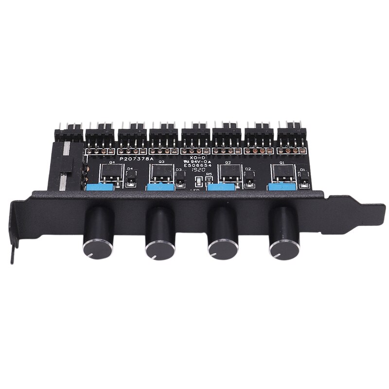 PC 8 Channels Fan Hub 4 Knob Cooling Fan Speed Controller For CPU Case HDD VGA PWM Fan PCI Bracket 12V Fan Control Power Supply: Default Title