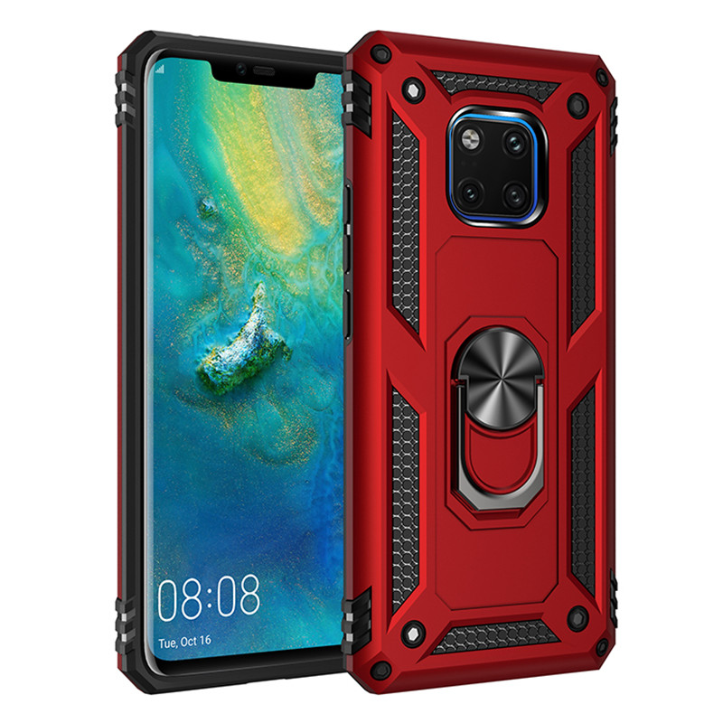 Til huawei mate 20 pro cover magnet bilring stativholder cover til huawei mate 20 pro lya -l09 lya -l29 silikone kofanger coque capas: Abs / Rød