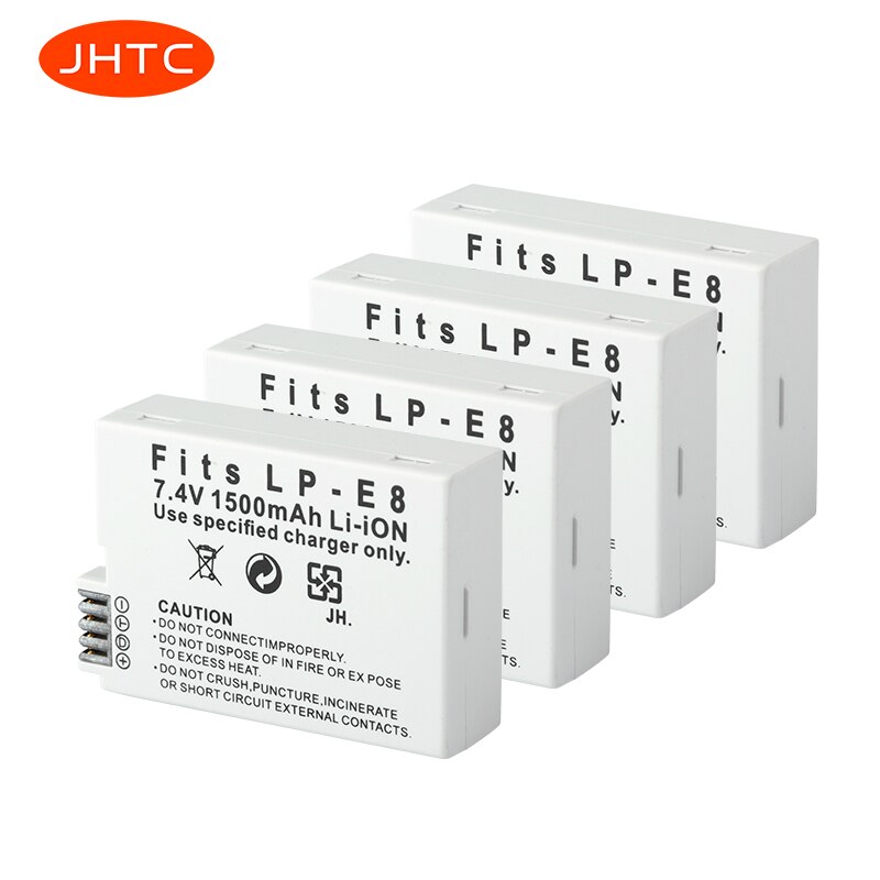 LP-E8 LP E8 Battery 1500mah For Canon EOS Rebel T3i T2i T4i T5i 600D 550D 650D 700D Kiss X5 X4 X6 X7 Batterie lp e8 Charger 8.4V: 4pcs Battery