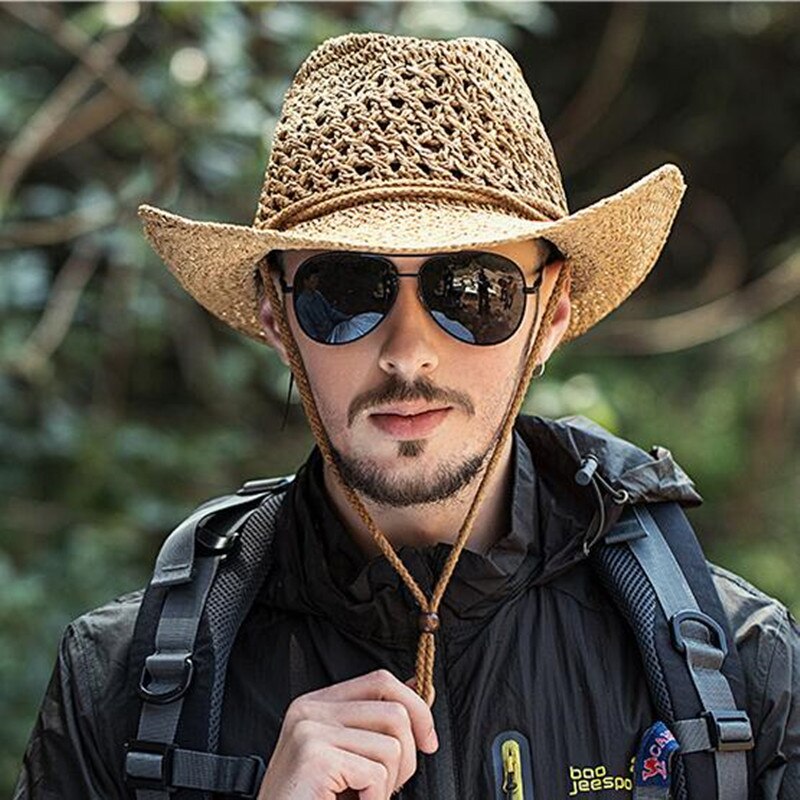 Fait main Hommes D'été De Paille Toquilla Chapeau de Cowboy Pour Homme Rouleau Bord Boater Papa Panama Chapeau de Jazz