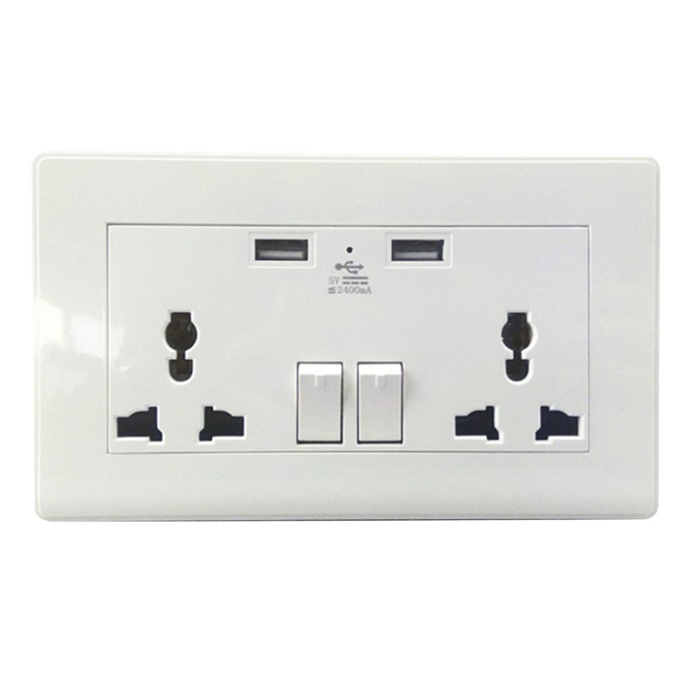 2 Gang 1000mA Wall Socket Dual USB Port Outlets Plate Panel Universal Plug