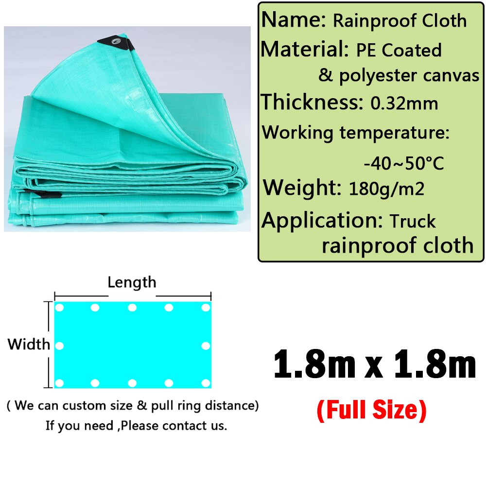Hi PE Rainproof Cloth Truck Car Tarpaulin Outdoor Canopy Tent Waterproof Cloth Cargo Pile Rainproof Canvas Sunshade Net: 1.8X1.8M