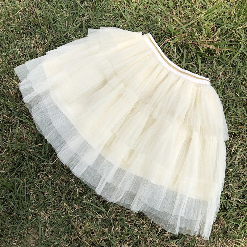 Jupes arc-en-ciel âge pour 3 - 10 ans bébé filles tulle tutu jupes automne enfants vêtements petites filles dentelle à volants jupe colorée: beige / 4T