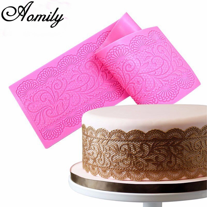 Aomily Spitze Blume Hochzeit Kuchen Silikon SchöNe Blume Spitze Fondant Schimmel Mousse Zucker handwerk Glasur matt Pad Gebäck Backen Werkzeug