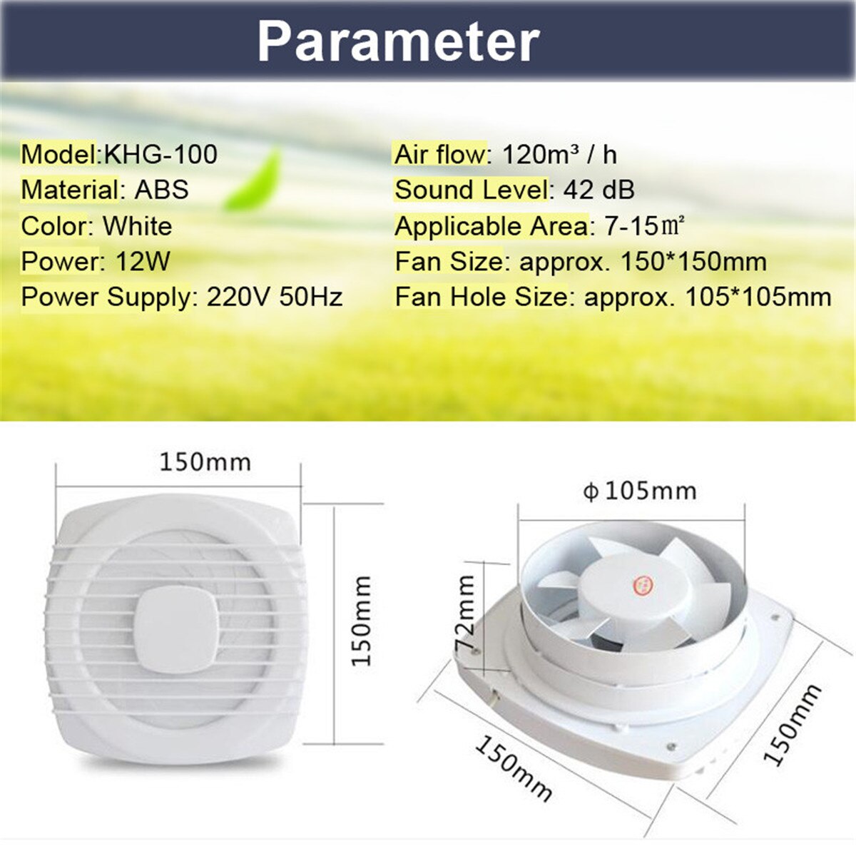 12W 6'' Pull Rope Exhaust Fan Kitchen Bathroom Toilet Small Air Conditioning Appliance Extractor Fan Ventilation Low Noise 220V