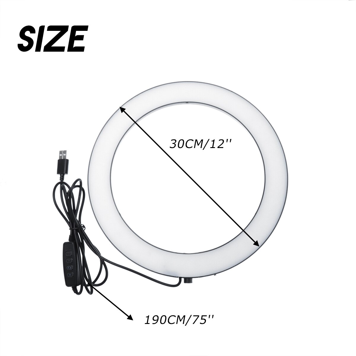 12" LED Ring Light with Hold Selfie Light Ring Lamp Photograghy Ringlight Lighting Kit