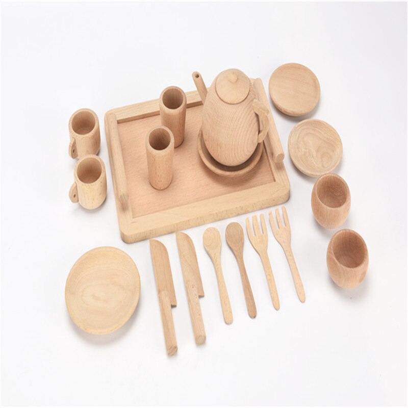 Nuovo Giocattoli In Legno Per Bambini Della Ragazza della Casa del Gioco Interattivo Giocattoli In Legno Massello Dipinto Della Cucina di Simulazione Giocattoli di Cucina Set da Tè